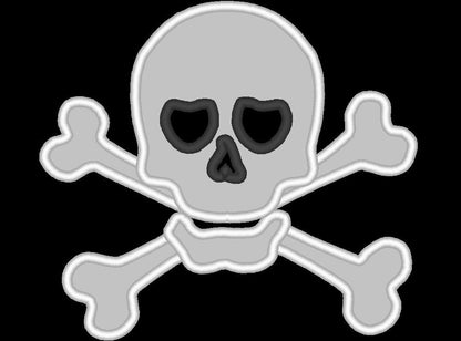 Skull and Crossbones Applique Embroidery 4" 5" 5.5" 6" 7" 10" | PES DST JEF | Artapli