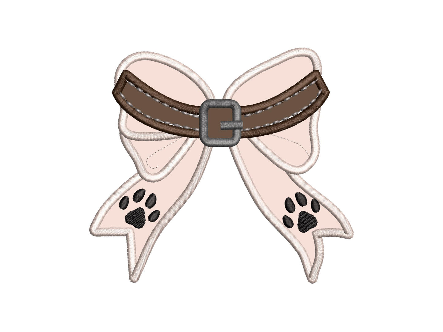 Puppy Dog Collar side Bow Applique machine embroidery designs pet paw pawprint ribbon t-shirt sweatshirt split seam side bow multiple sizes