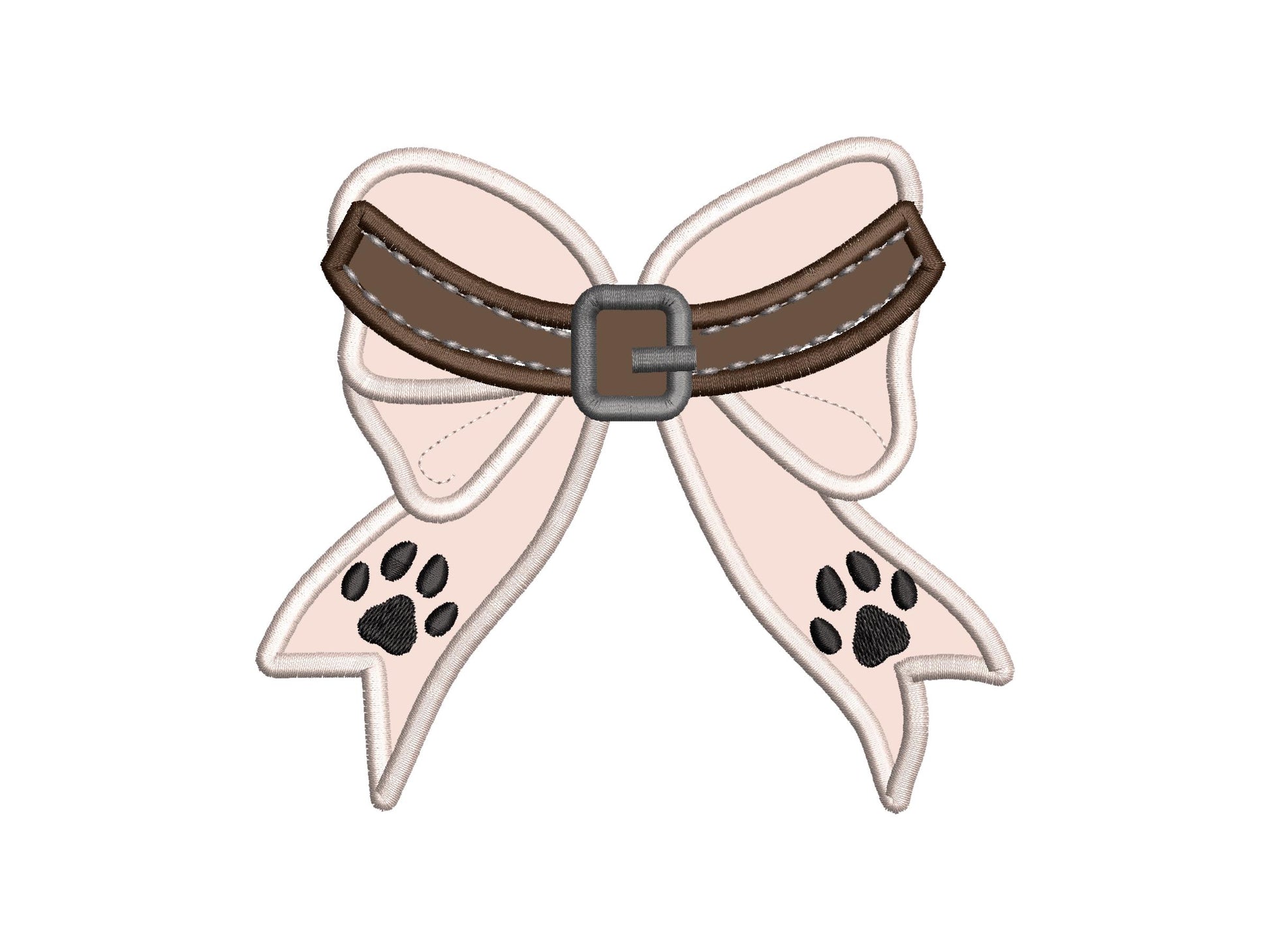 Puppy Dog Collar side Bow Applique machine embroidery designs pet paw pawprint ribbon t-shirt sweatshirt split seam side bow multiple sizes