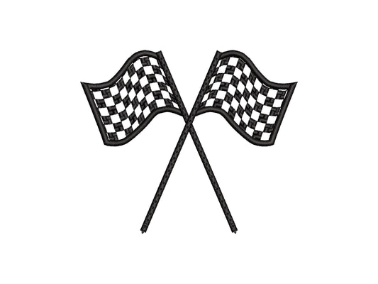 Racing Flags split seam side bow Car Bike Racing Sports Applique machine embroidery designs kids boy outfit t-shirt sweatshirt embroidery