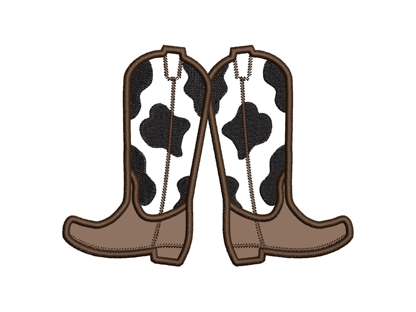 Cowboy Boots split seam side bow Applique machine embroidery designs Cowgirl Boots Farm cow spots kids outfit t-shirt sweatshirt embroidery