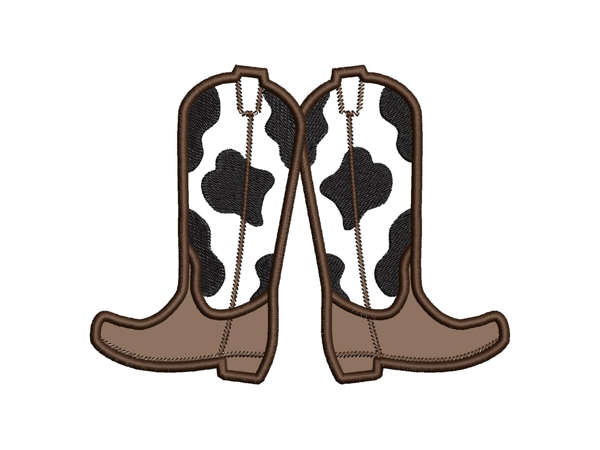 Cowboy Boots split seam side bow Applique machine embroidery designs Cowgirl Boots Farm cow spots kids outfit t-shirt sweatshirt embroidery