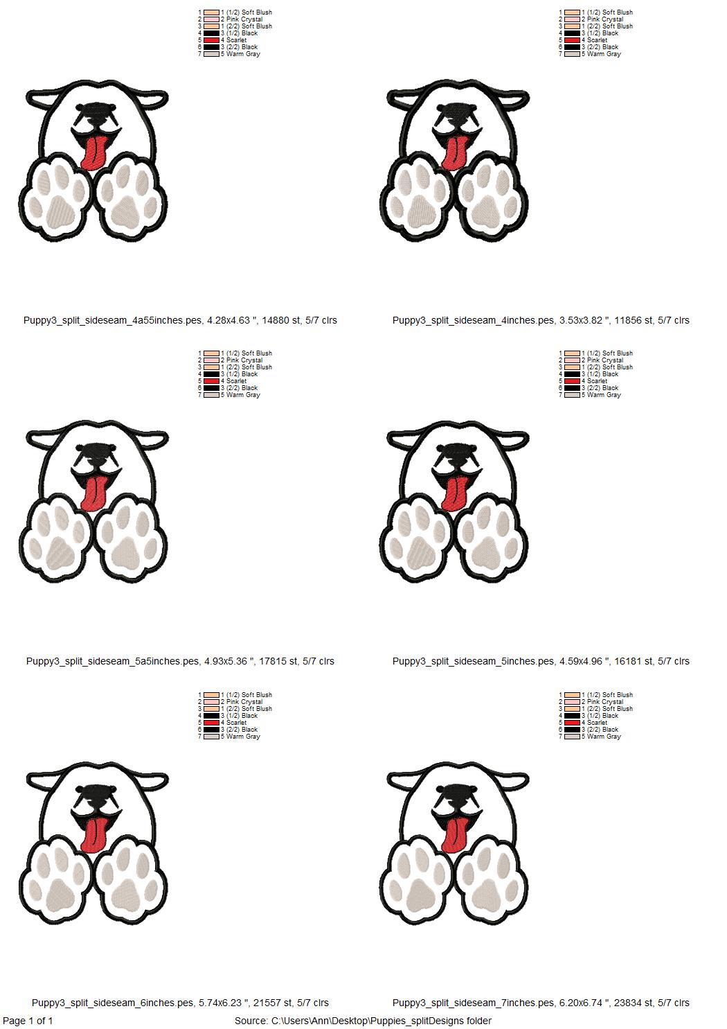 Puppy Bow Split side seam cutout Side Bow Applique machine embroidery designs Trendy Pet Dog lovers Apparel Sweatshirts T-Shirts 4 8 inch