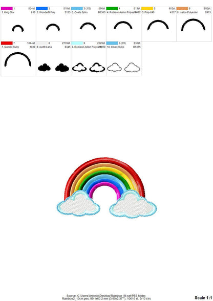 Rainbow Comet Cloud Star SET of 5 machine embroidery designs
