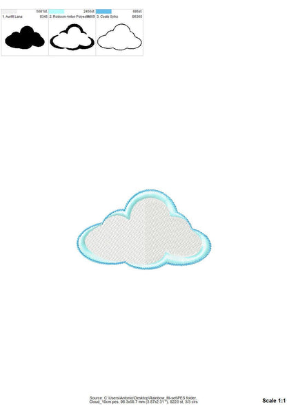 Rainbow Comet Cloud Star SET of 5 machine embroidery designs