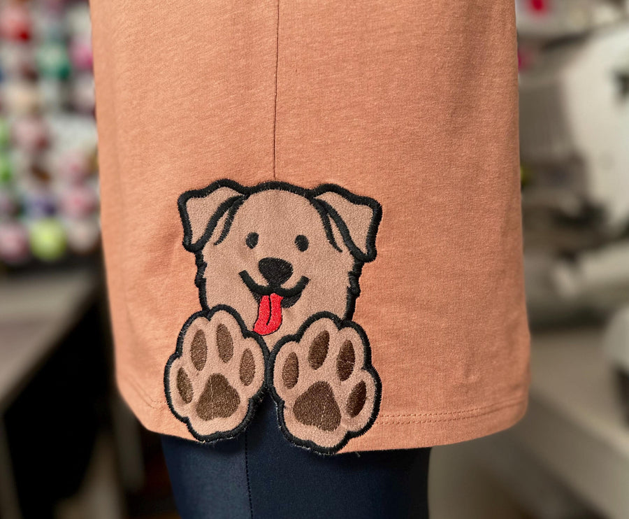 Puppy Bow Split side seam cutout Side Bow Applique machine embroidery designs Trendy Pet Dog lovers Apparel Sweatshirts T-Shirts 4 8 inch