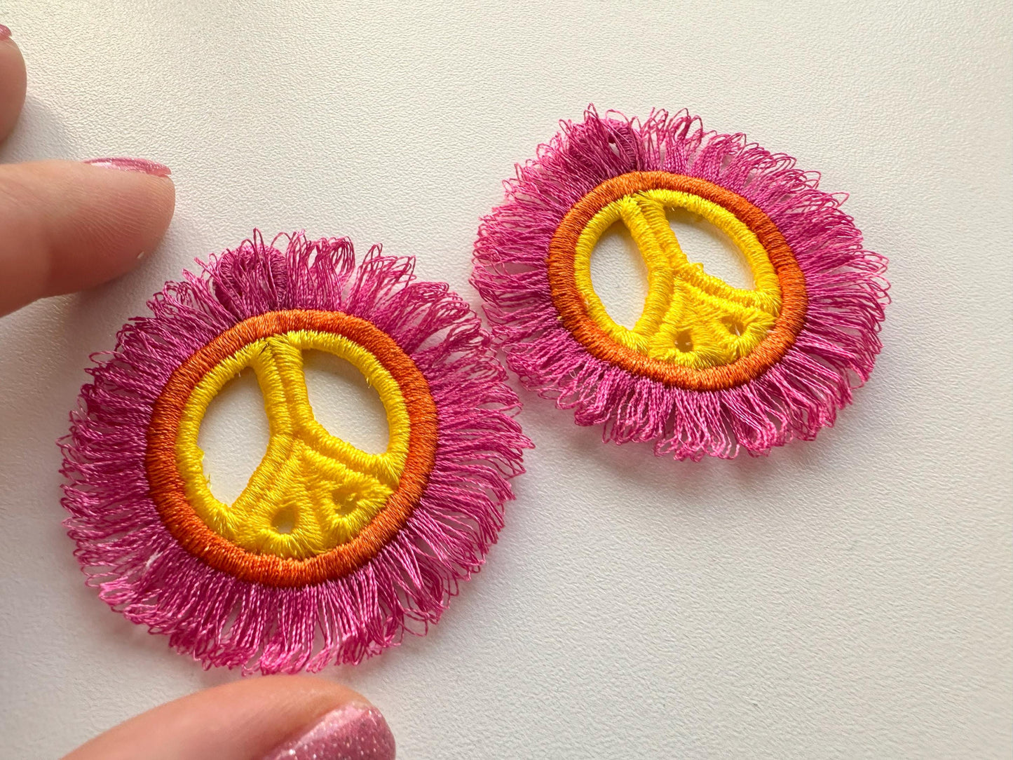 Fringed Peace Sign Earrings FSL