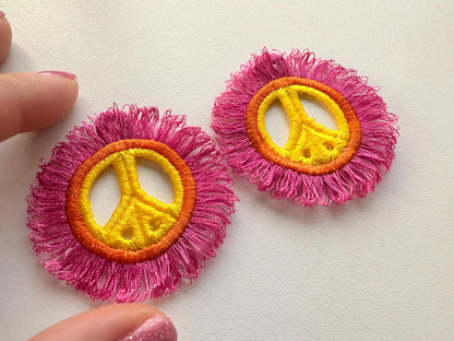 Fringed Peace Sign Earrings FSL