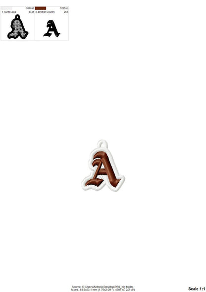 Old English Font FSL free standing lace Hanging Monogram letters numbers machine embroidery designs charm pendant earrings alphabet BX - image 4