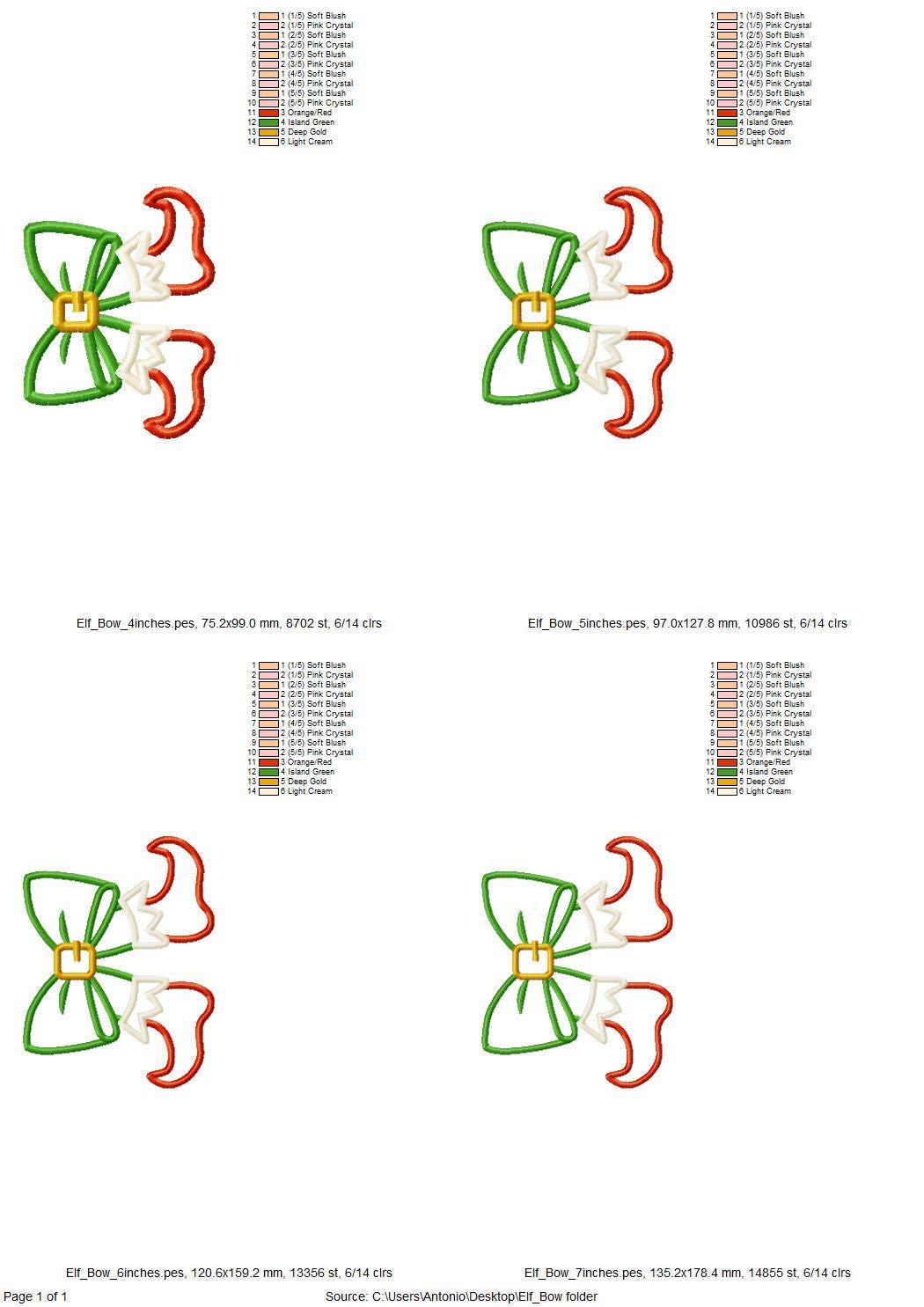 Christmas Elf Bow side bow split seam Santa Helper Elf boots machine embroidery designs sweatshirt t-shirt festive outfit kids design