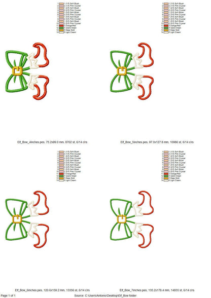 Christmas Elf Bow side bow split seam Santa Helper Elf boots machine embroidery designs sweatshirt t-shirt festive outfit kids design