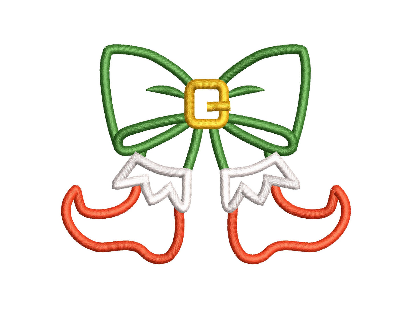 Christmas Elf Bow side bow split seam Santa Helper Elf boots machine embroidery designs sweatshirt t-shirt festive outfit kids design