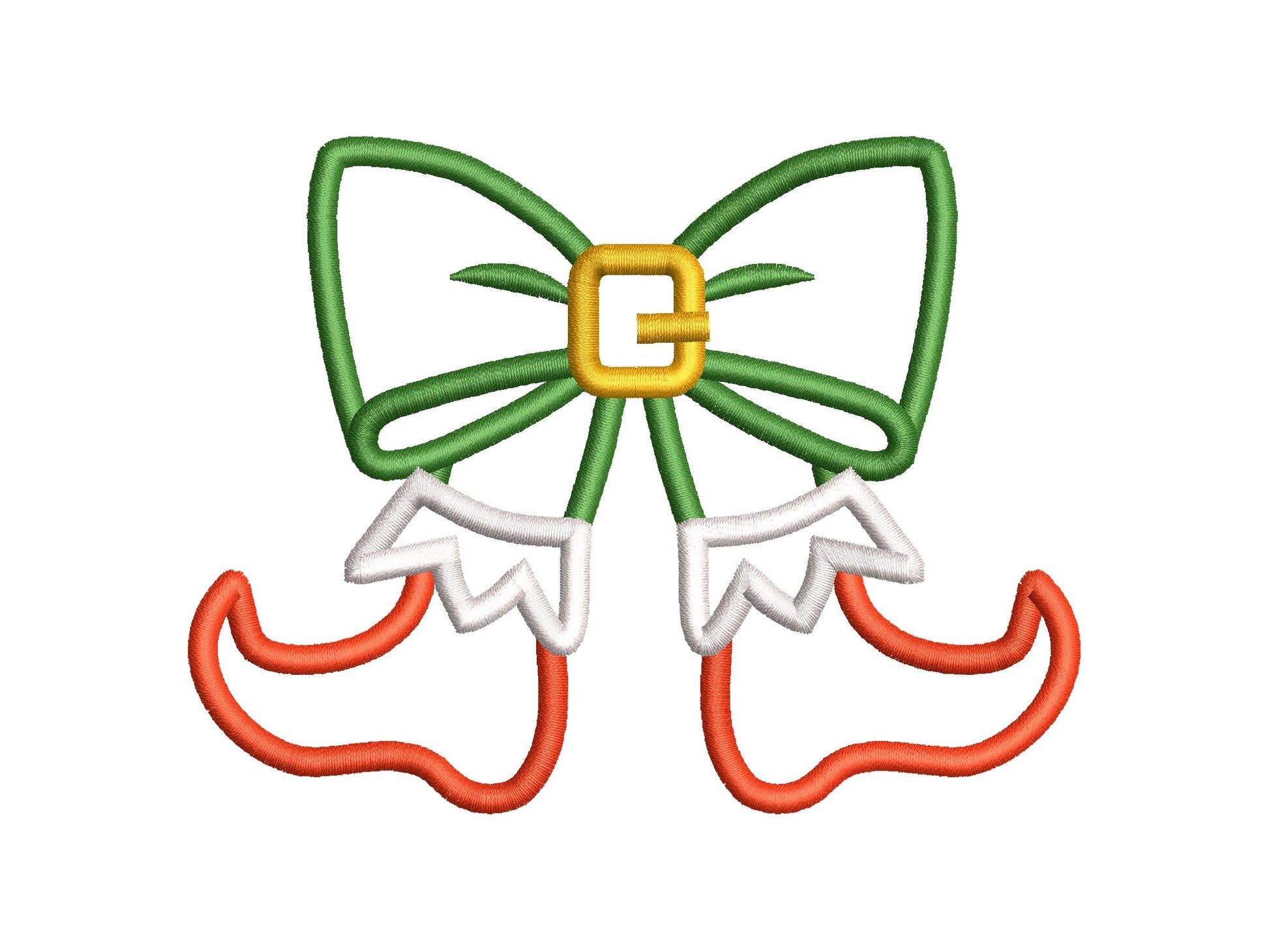 Christmas Elf Bow side bow split seam Santa Helper Elf boots machine embroidery designs sweatshirt t-shirt festive outfit kids design