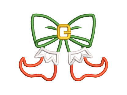 Christmas Elf Bow side bow split seam Santa Helper Elf boots machine embroidery designs sweatshirt t-shirt festive outfit kids design