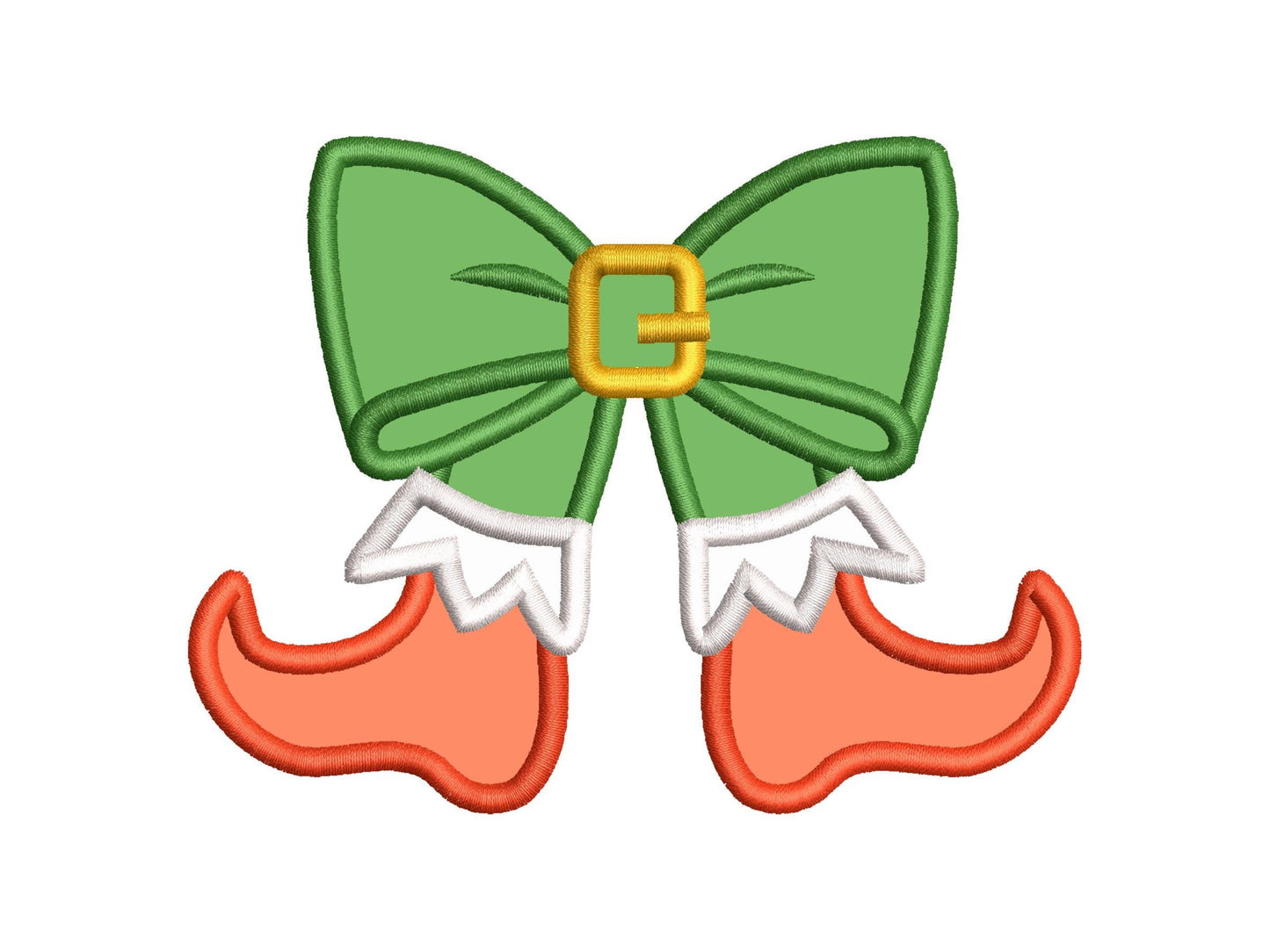 Christmas Elf Bow side bow split seam Santa Helper Elf boots machine embroidery designs sweatshirt t-shirt festive outfit kids design