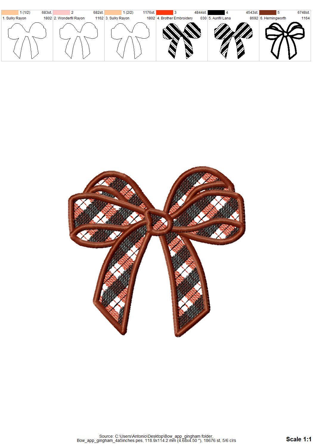 Gingham Plaid Side Seam Bow Applique