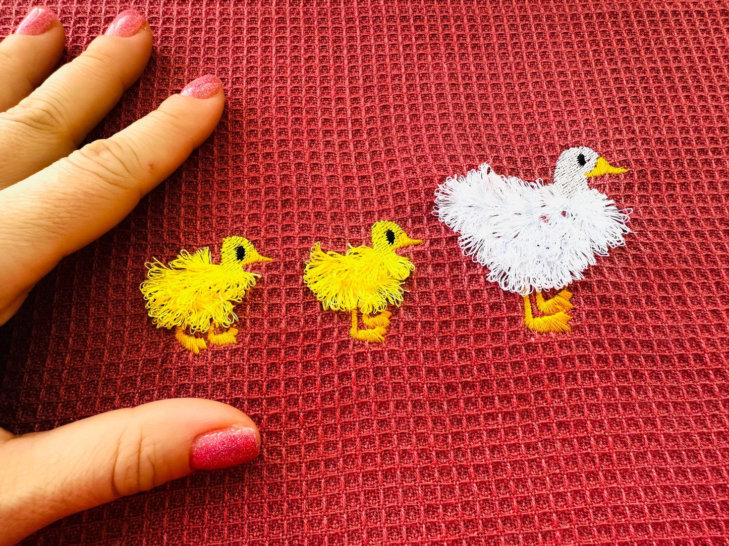 Fluffy Duck Mama and Cute Duck Chick Baby 3 in a Row Fringed Little Farm Bird Kids Fringed Chenille Fur Machine Embroidery Designs 4 to 6in - Etsy