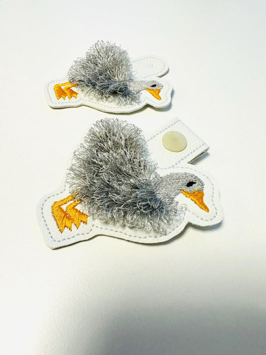 Classic Duck fringed bird Eyelet and Key Fob Snap Tab in the hoop machine embroidery designs ITH fluffy farm bird keychain bag tag gift idea