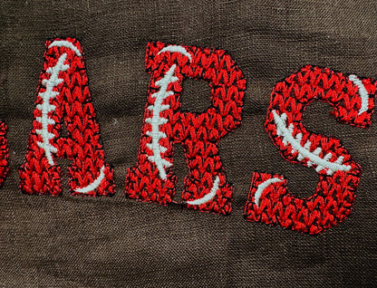 Knit stitch Football FONT hand stitch effect knitted Block Font Varsity Athletic Sport alphabet monogram machine embroidery designs and BX