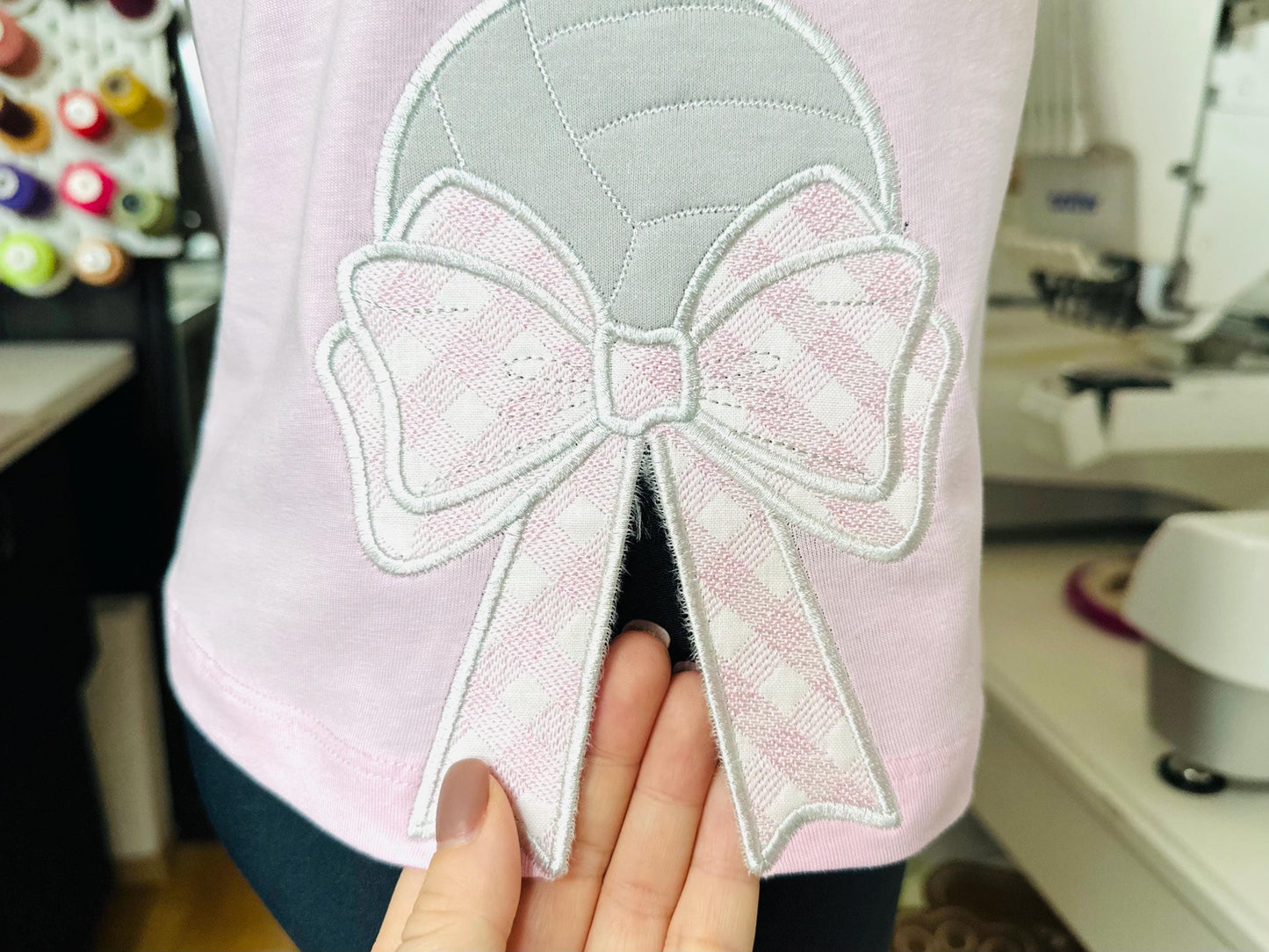Volleyball Ball and Gingham Plaid Bow Applique side bow split seam machine embroidery designs ribbon Sports Girly Bow summer beach t-shirt