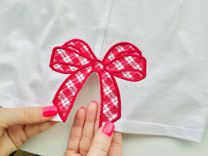Gingham Plaid Side Seam Bow Applique