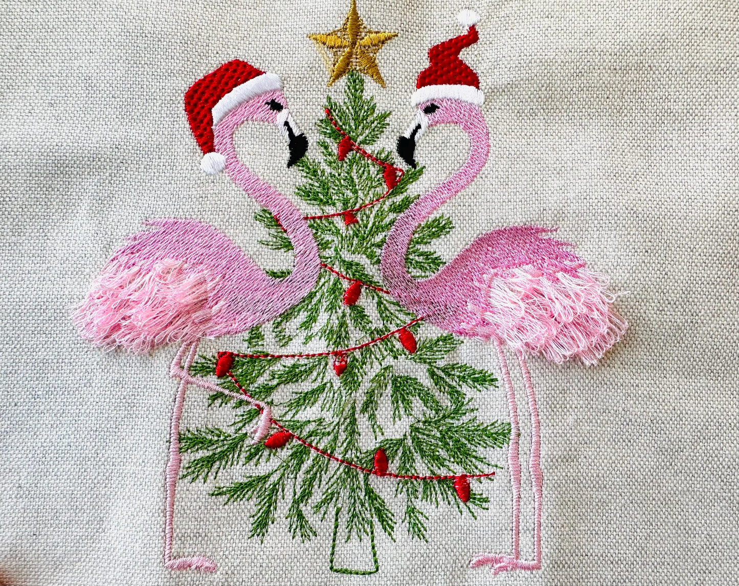 Christmas Flamingoes Christmas Tree and Christmas Lights Santa Hat Fringed Flamingo Machine Embroidery Designs Sweater Outfit Hoodie Design - Etsy