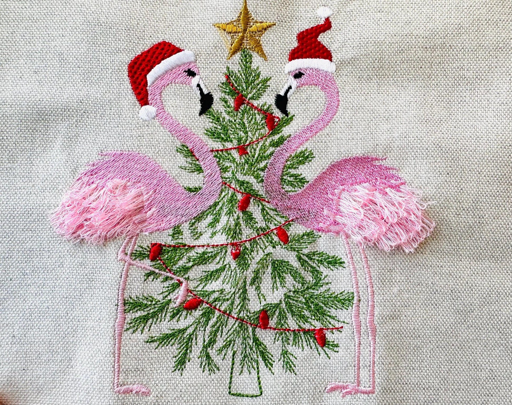 Christmas Flamingoes Christmas Tree and Christmas Lights Santa Hat Fringed Flamingo Machine Embroidery Designs Sweater Outfit Hoodie Design - Etsy