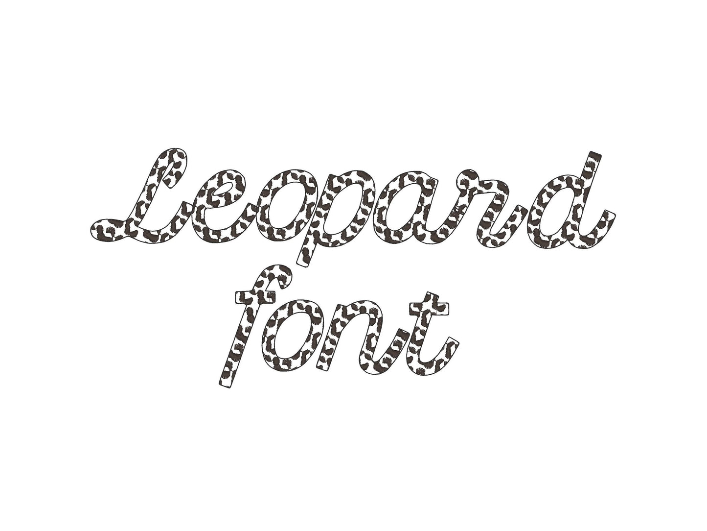 Leopard spots Font alphabet cursive letters and numbers wild animal print monogram machine embroidery designs