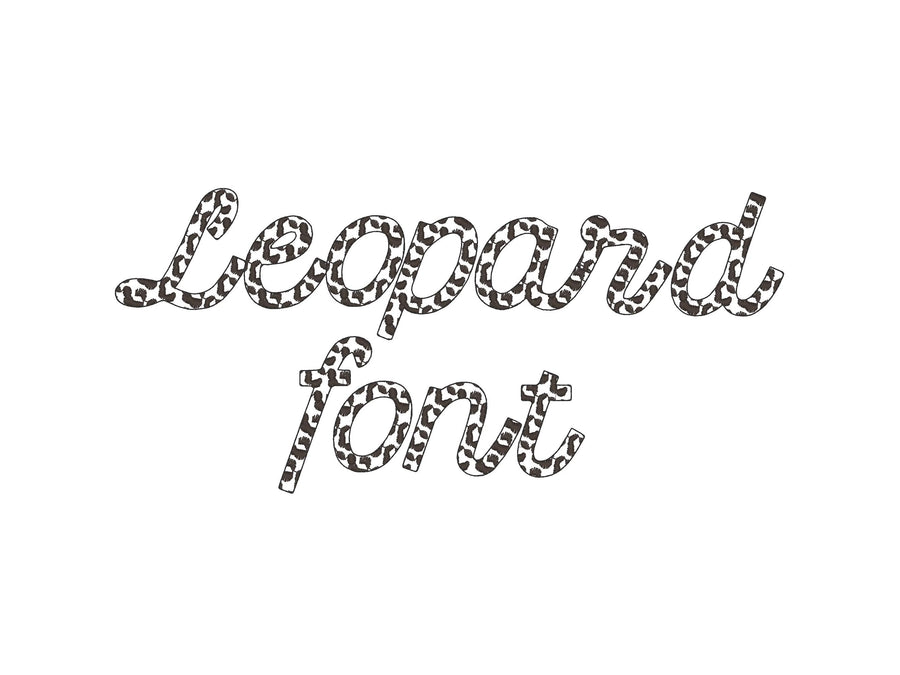 Leopard spots Font alphabet cursive letters and numbers wild animal print monogram machine embroidery designs