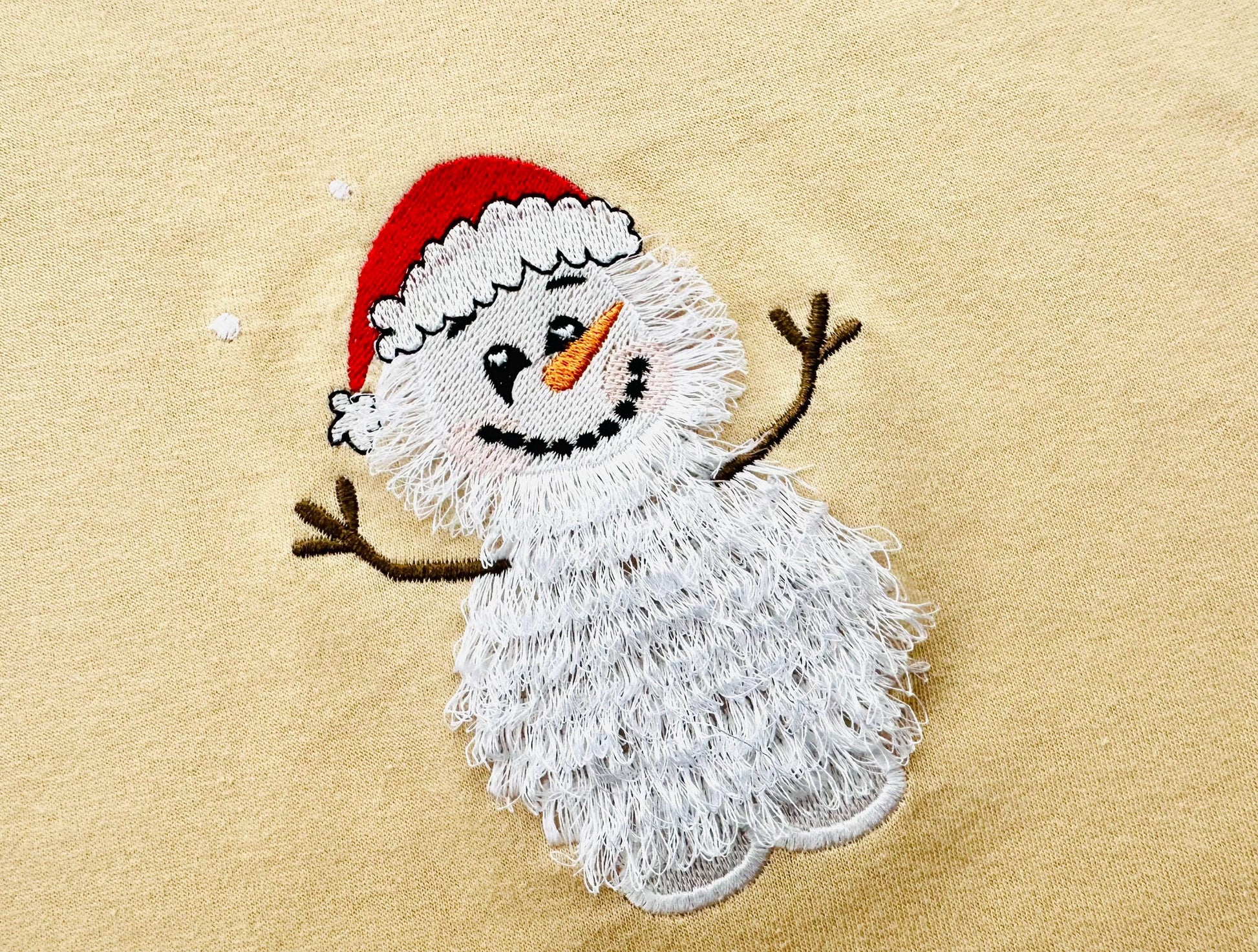 Little Cute Fringed Fluffy Snowman Machine Embroidery Designs Fringe in the Hoop Fur Chenille Christmas Santa Helper Kids Outfit Size 4, 5in - Etsy