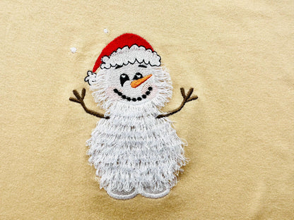 Little Cute Fringed Fluffy Snowman Machine Embroidery Designs Fringe in the Hoop Fur Chenille Christmas Santa Helper Kids Outfit Size 4, 5in - Etsy
