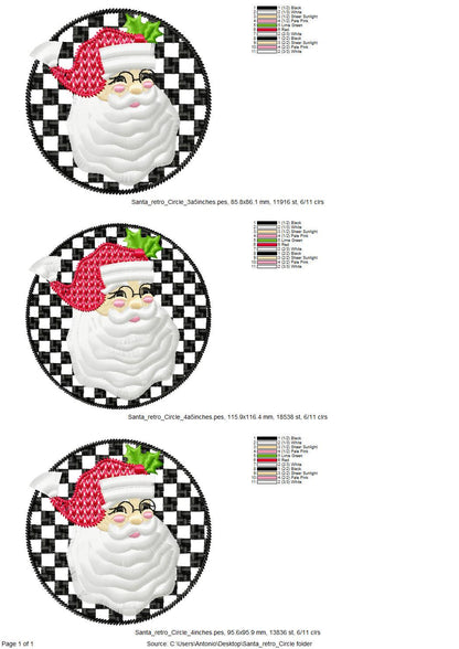 Retro Style Santa Claus Portrait Circle Design Fringed Fluffy Beard Machine Embroidery Designs for Hoop 4x4 5x5 Merry Christmas Sweet Home - Etsy