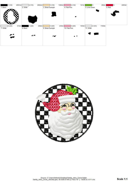 Retro Style Santa Claus Portrait Circle Design Fringed Fluffy Beard Machine Embroidery Designs for Hoop 4x4 5x5 Merry Christmas Sweet Home - Etsy
