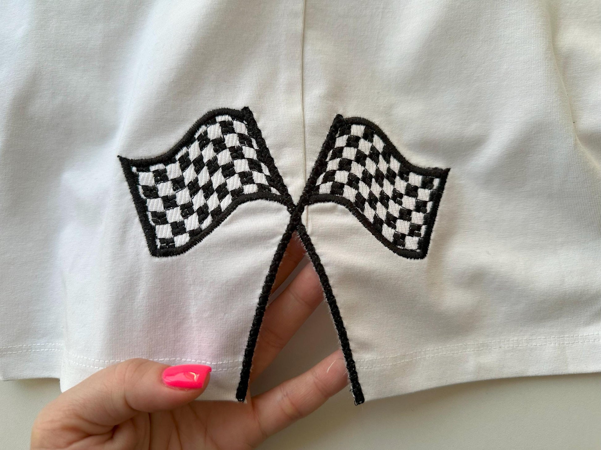 Racing Flags split seam side bow Car Bike Racing Sports Applique machine embroidery designs kids boy outfit t-shirt sweatshirt embroidery