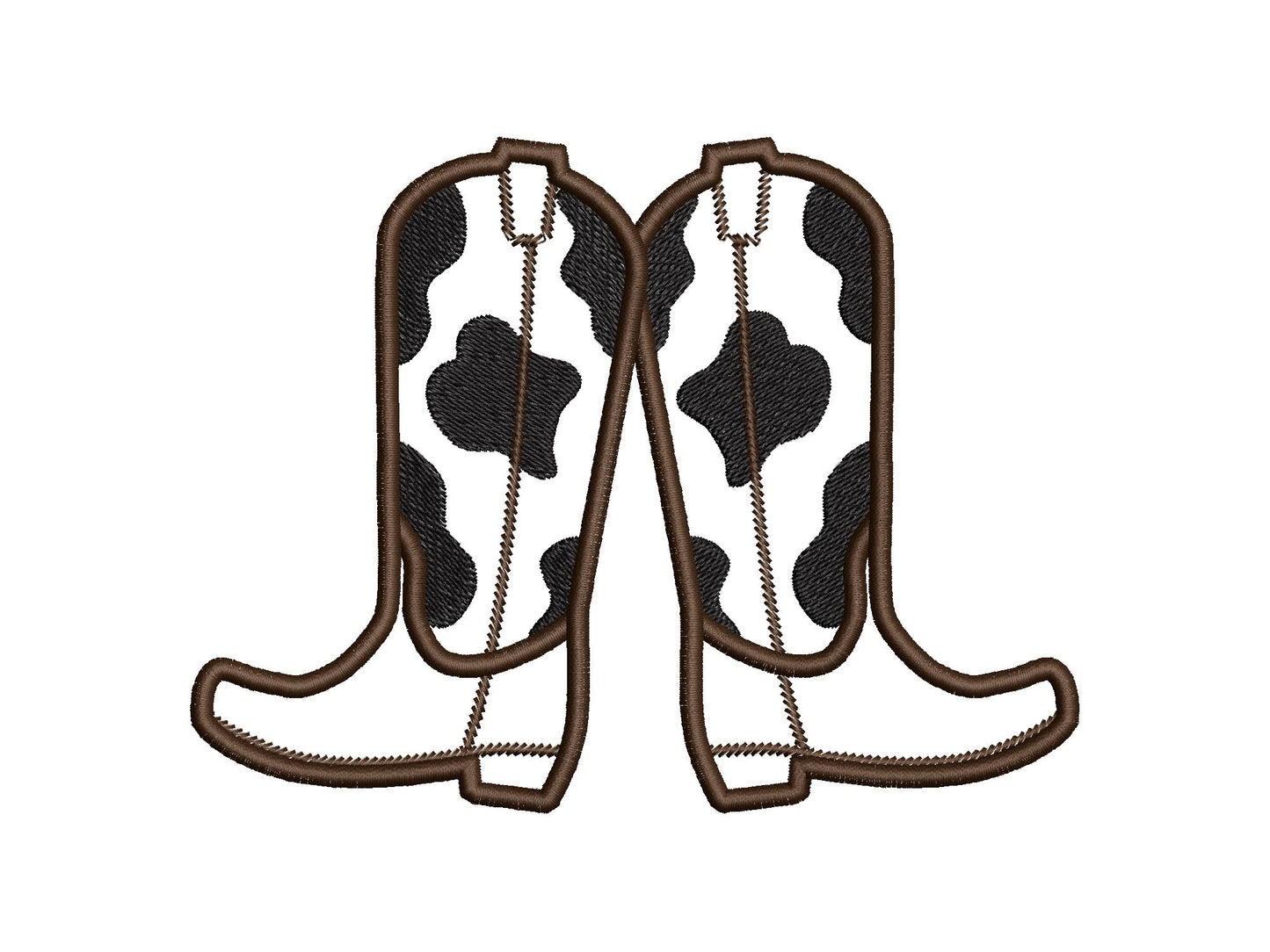 Cowboy Boots split seam side bow Applique machine embroidery designs Cowgirl Boots Farm cow spots kids outfit t-shirt sweatshirt embroidery