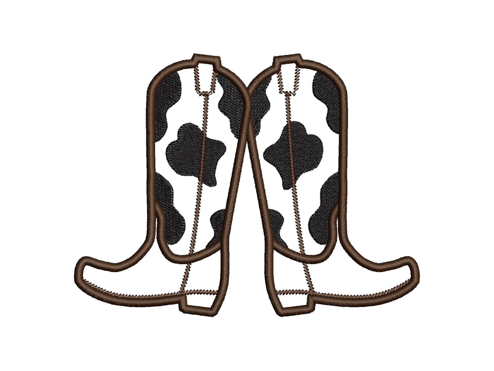 Cowboy Boots split seam side bow Applique machine embroidery designs Cowgirl Boots Farm cow spots kids outfit t-shirt sweatshirt embroidery