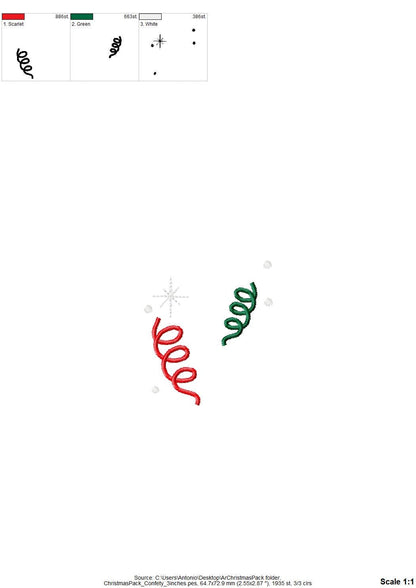 Merry Christmas Pack SET of 3 festive designs Christmas Tree Sparkling Wine and Confetti machine embroidery designs Party Decor small sizes