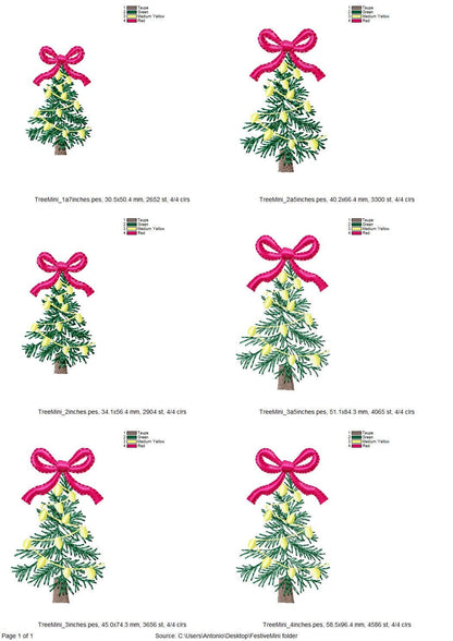 Mini Christmas Tree with Bow machine embroidery designs Christmas decor monogram accent sweet home decoration