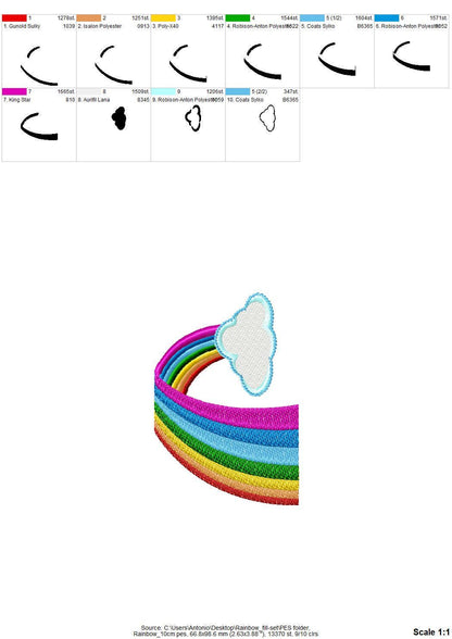 Rainbow Comet Cloud Star SET of 5 machine embroidery designs