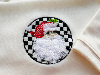 Retro Style Santa Claus Portrait Circle Design Fringed Fluffy Beard Machine Embroidery Designs for Hoop 4x4 5x5 Merry Christmas Sweet Home - Etsy