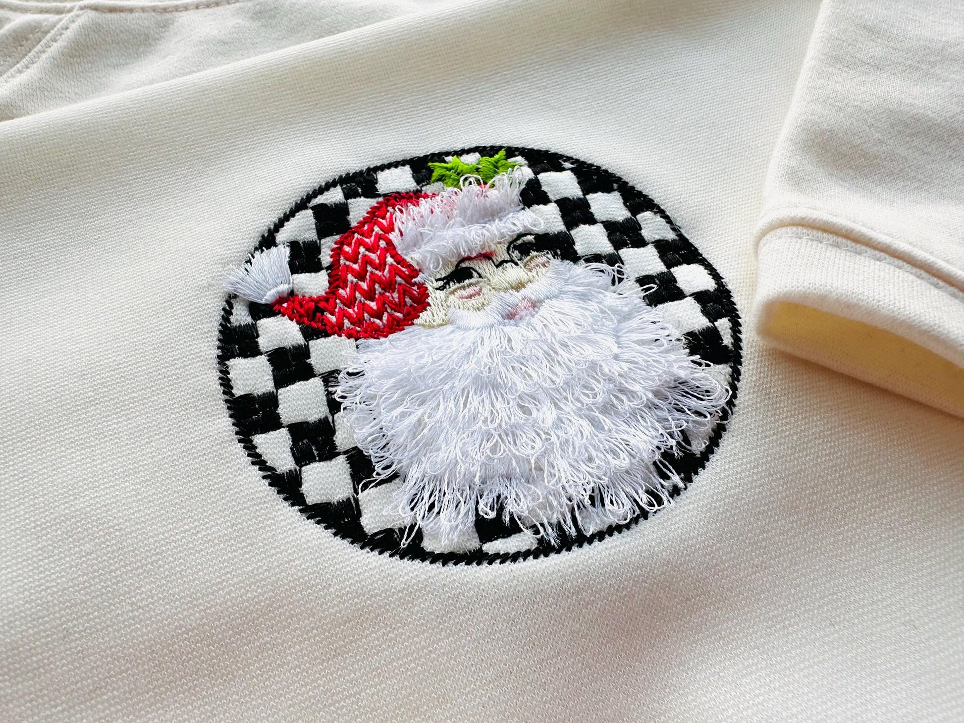 Retro Style Santa Claus Portrait Circle Design Fringed Fluffy Beard Machine Embroidery Designs for Hoop 4x4 5x5 Merry Christmas Sweet Home - Etsy