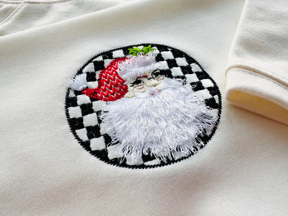 Retro Style Santa Claus Portrait Circle Design Fringed Fluffy Beard Machine Embroidery Designs for Hoop 4x4 5x5 Merry Christmas Sweet Home - Etsy