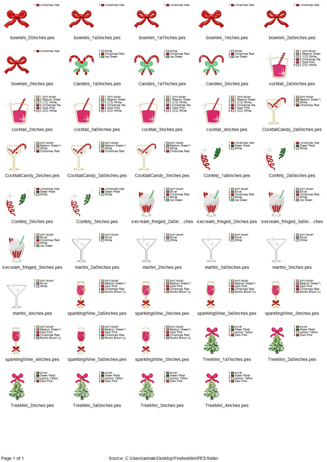 Merry Christmas Big SET of 9 Festive Designs Mini Sizes Machine Embroidery Designs Party Decor Christmas Tree Bow Candy Cane Ice Cream - Etsy