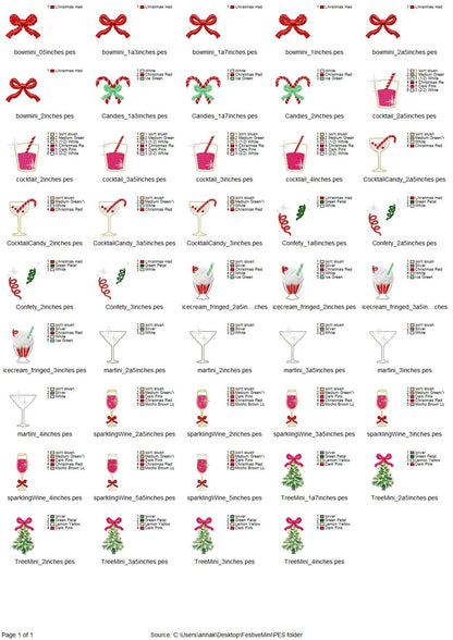 Merry Christmas Big SET of 9 Festive Designs Mini Sizes Machine Embroidery Designs Party Decor Christmas Tree Bow Candy Cane Ice Cream - Etsy