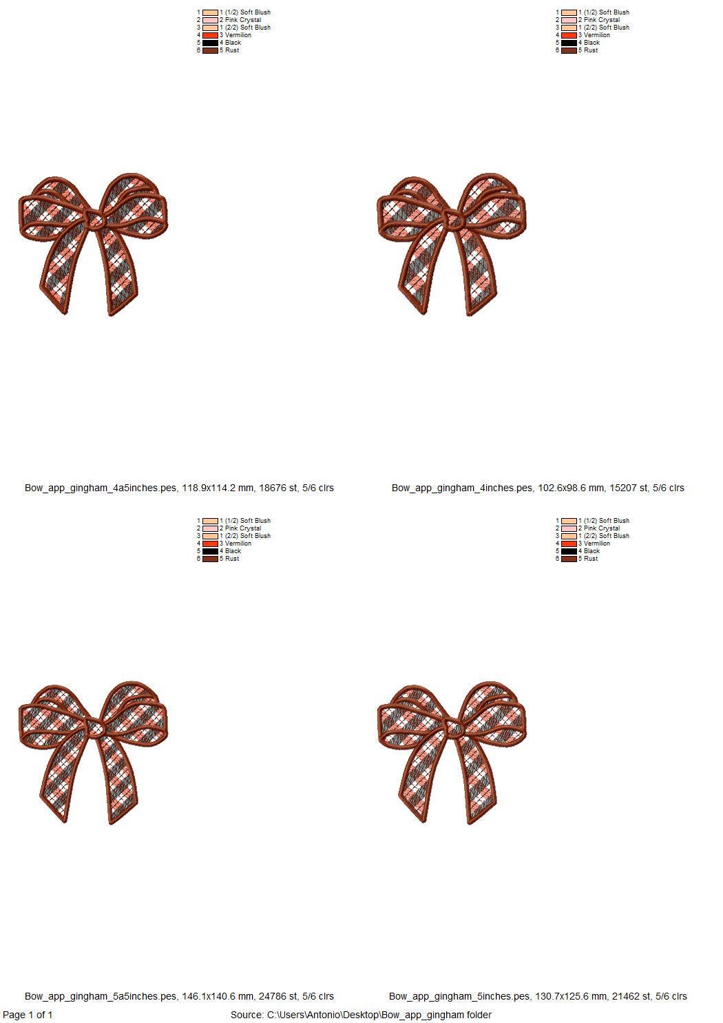 Gingham Plaid Side Seam Bow Applique