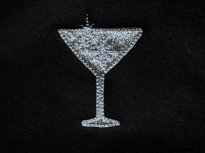 Cocktail Martini Drink in glass HTV Glitter vinyl Applique machine embroidery designs small sizes Sparkle Party festive accent