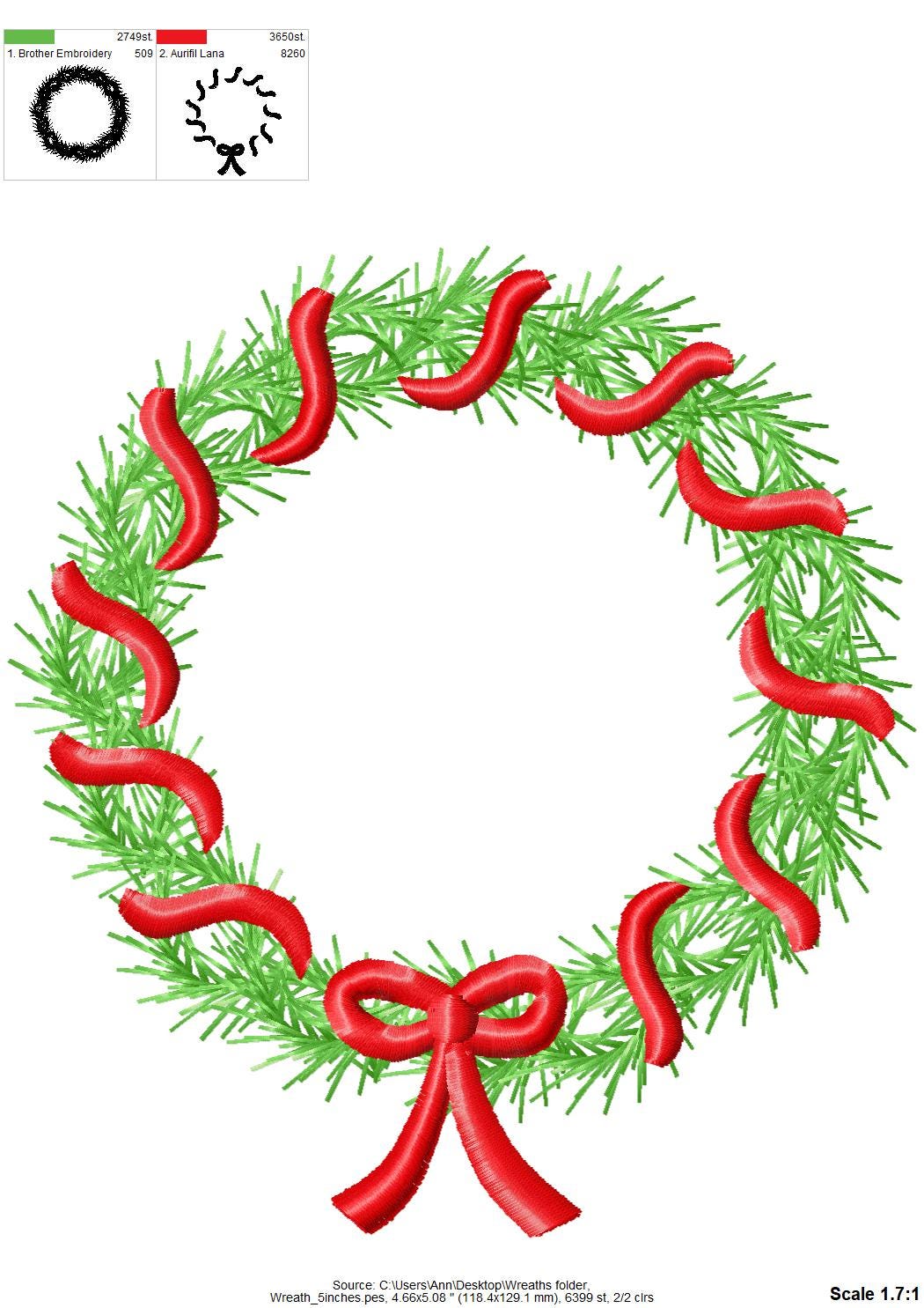 Merry Christmas Wreath with Bow sweet home Holiday decoration with ribbon festive machine embroidery designs sizes 4 up to 5.5 inch