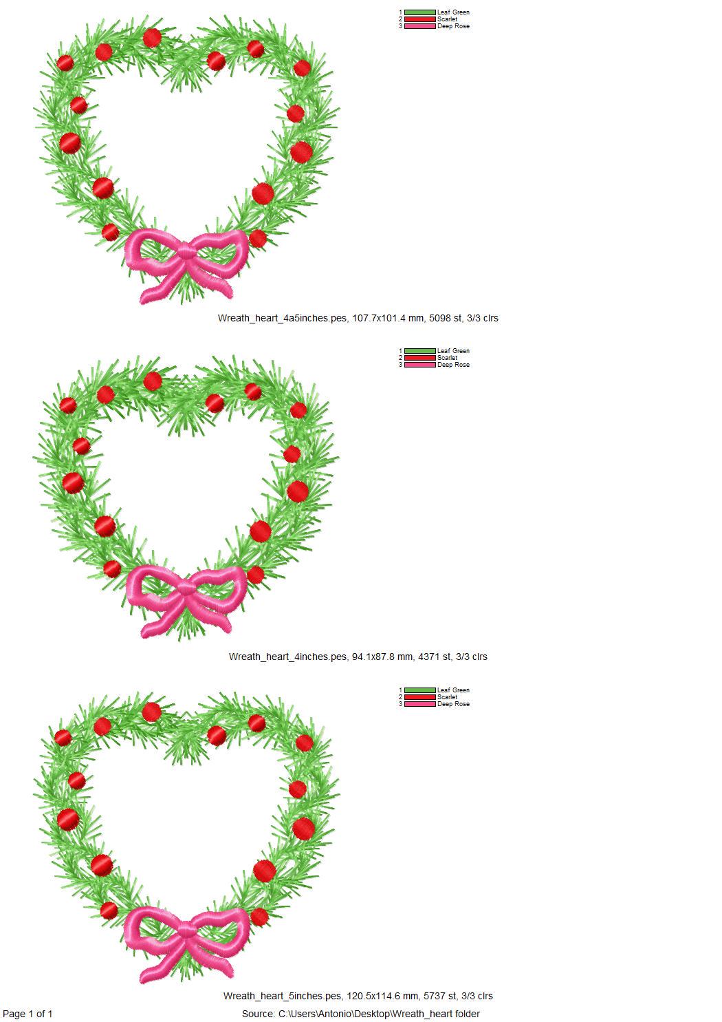 Merry Christmas Heart Wreath with Bow sweet home Holiday decoration with ribbon festive machine embroidery designs sizes 4, 4.5, and 5 inch