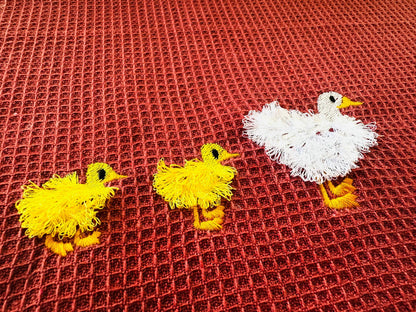 Fluffy Duck Mama and Cute Duck Chick Baby 3 in a Row Fringed Little Farm Bird Kids Fringed Chenille Fur Machine Embroidery Designs 4 to 6in - Etsy