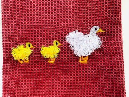 Fluffy Duck Mama and Cute Duck Chick Baby 3 in a Row Fringed Little Farm Bird Kids Fringed Chenille Fur Machine Embroidery Designs 4 to 6in - Etsy
